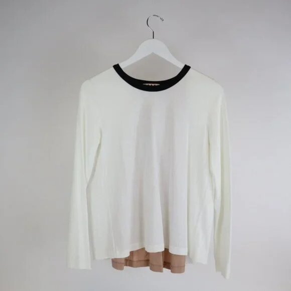 Marni White Colour-Block Pleated-Back Long-Sleeve T-Shirt
